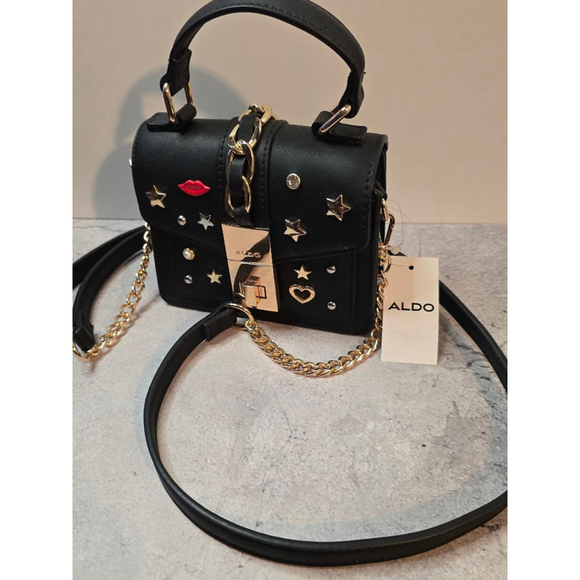 Aldo Handbags - Aldo Black/Gold Studded Mini Crossbody